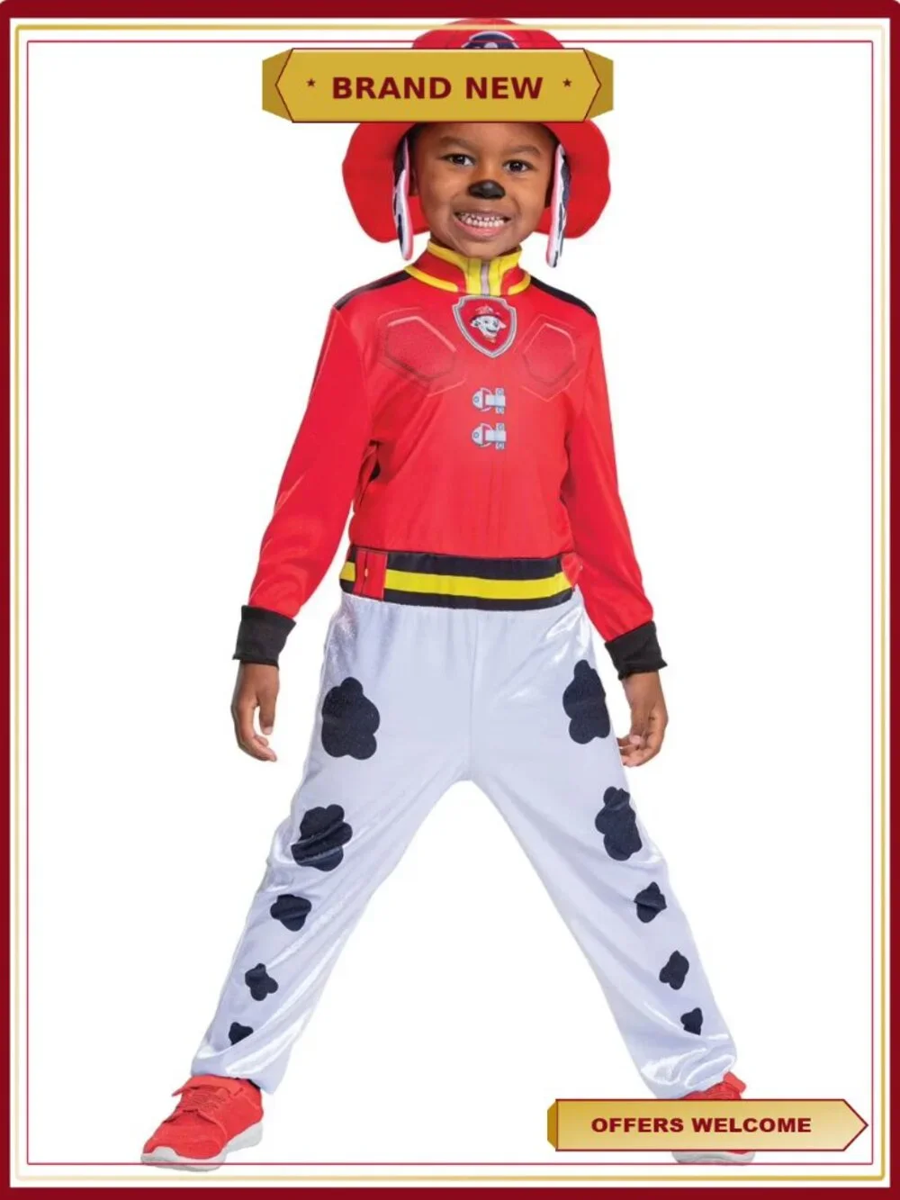 Toddler Marshall Paw Patrol Costume Jumpsuit Headpiece 3T-4T